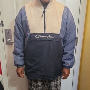 Champion Men’s Navy, Beige and Slate Half-Zip Windbreaker